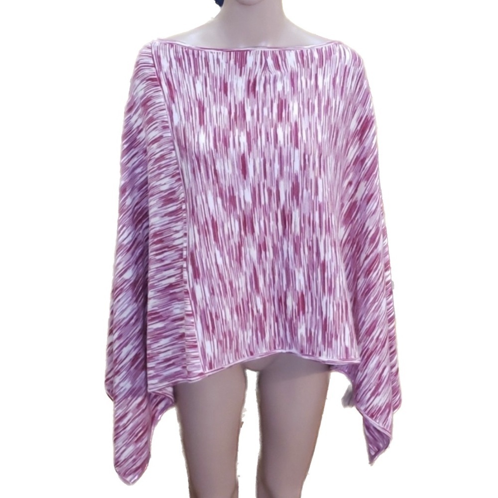 Pink and white knit poncho Missy size.